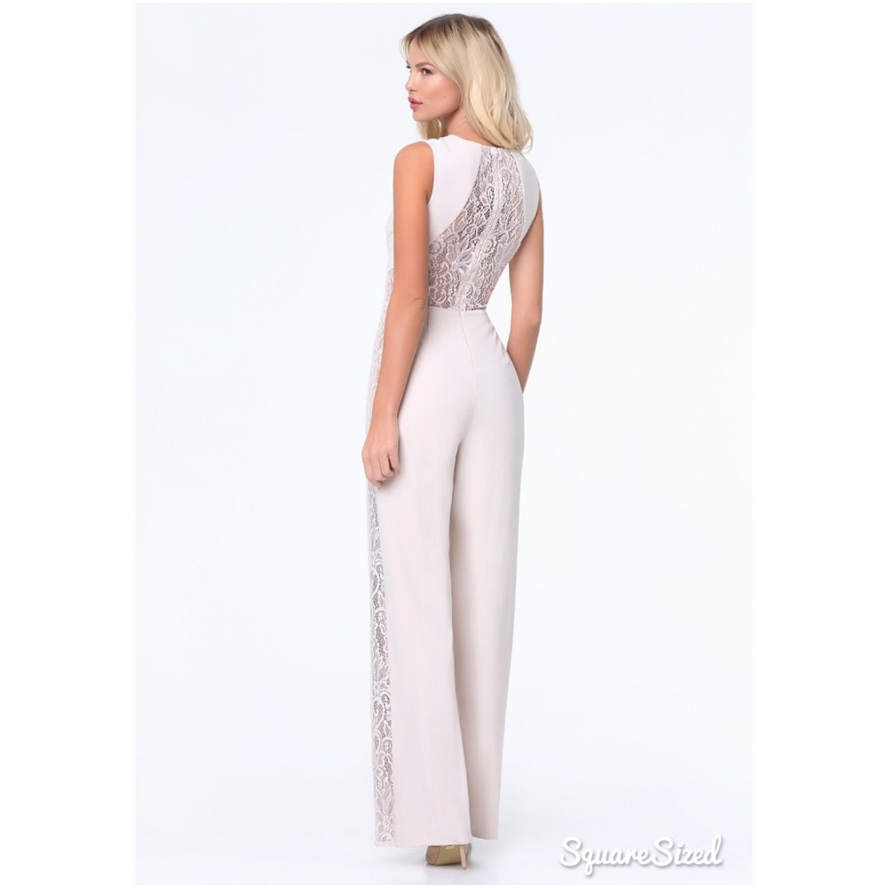NWT Bebe Lace Panel Jumpsuit (Off-white)